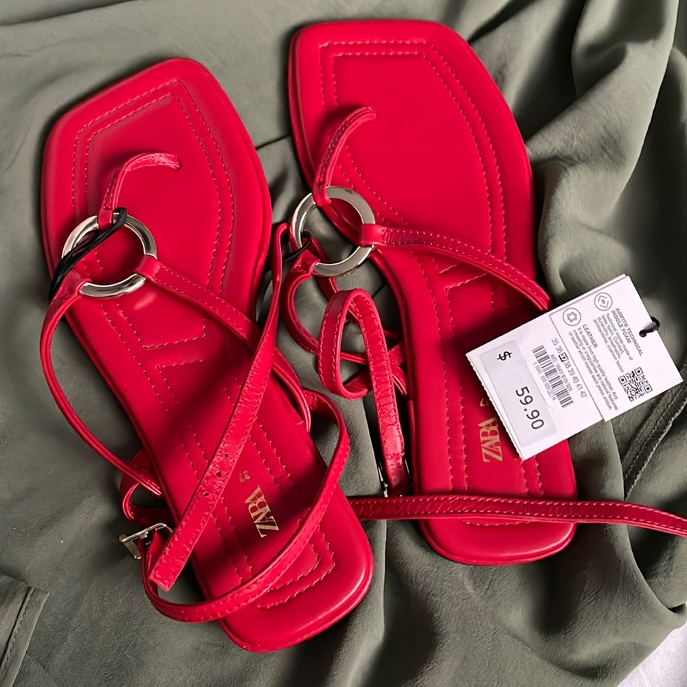 Red zara sandals